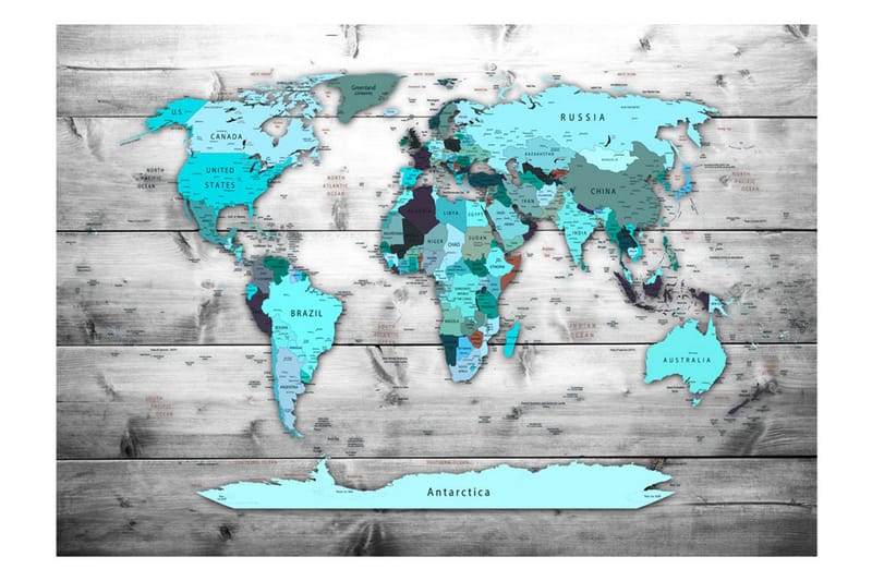 Fototapet World Map Blue Continents 400x280 - Artgeist sp. z o. o. - Fototapet