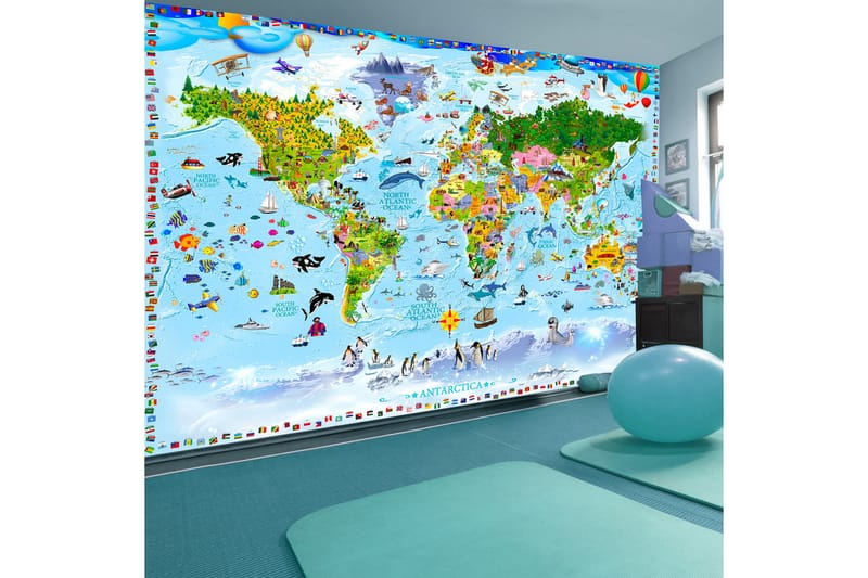 Fototapet World Map For Kids 150x105 - Artgeist sp. z o. o. - Inredning - Väggdekor - Tapet & tapettillbehör - Fototapet