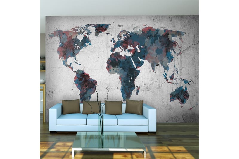 Fototapet World Map On The Wall 200x154 - Artgeist sp. z o. o. - Inredning - Väggdekor - Tapet & tapettillbehör - Fototapet