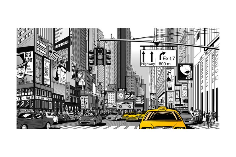 Fototapet XXL Gula Taxibilar I NYC 550x270 - Artgeist sp. z o. o. - Fototapet