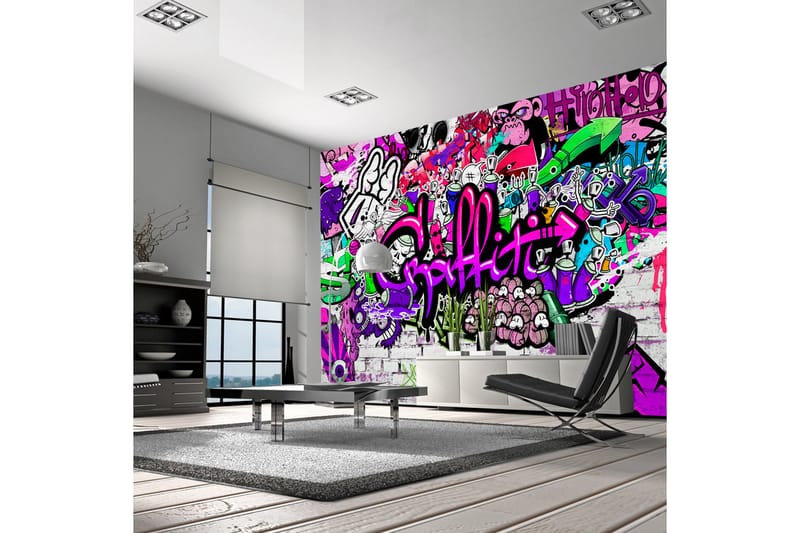 Fototapet Purple Graffiti 300x210 - Artgeist sp. z o. o. - Inredning - Väggdekor - Tapet & tapettillbehör - Fototapet