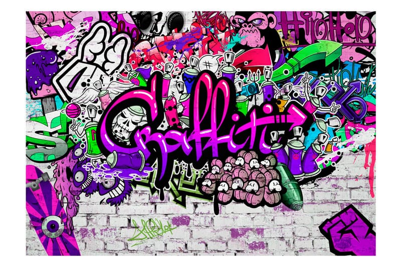 Fototapet Purple Graffiti 250x175 - Artgeist sp. z o. o. - Inredning - Väggdekor - Tapet & tapettillbehör - Fototapet