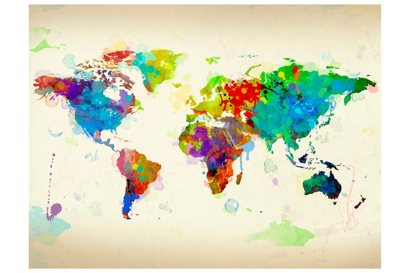 Fototapet Paint Splashes Map Of The World 300x231 - Artgeist sp. z o. o. - Inredning - Väggdekor - Tapet & tapettillbehör - Fototapet