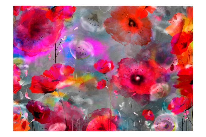 Fototapet Painted Poppies 250x175 - Artgeist sp. z o. o. - Inredning - Väggdekor - Tapet & tapettillbehör - Fototapet