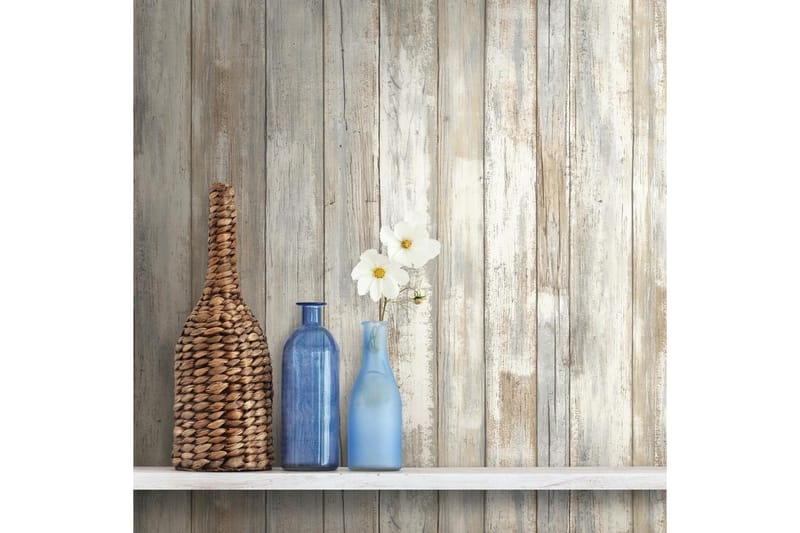 Distressed Wood Tan Limma&Ta Bort Klistermärke Tapet - Wall stickers