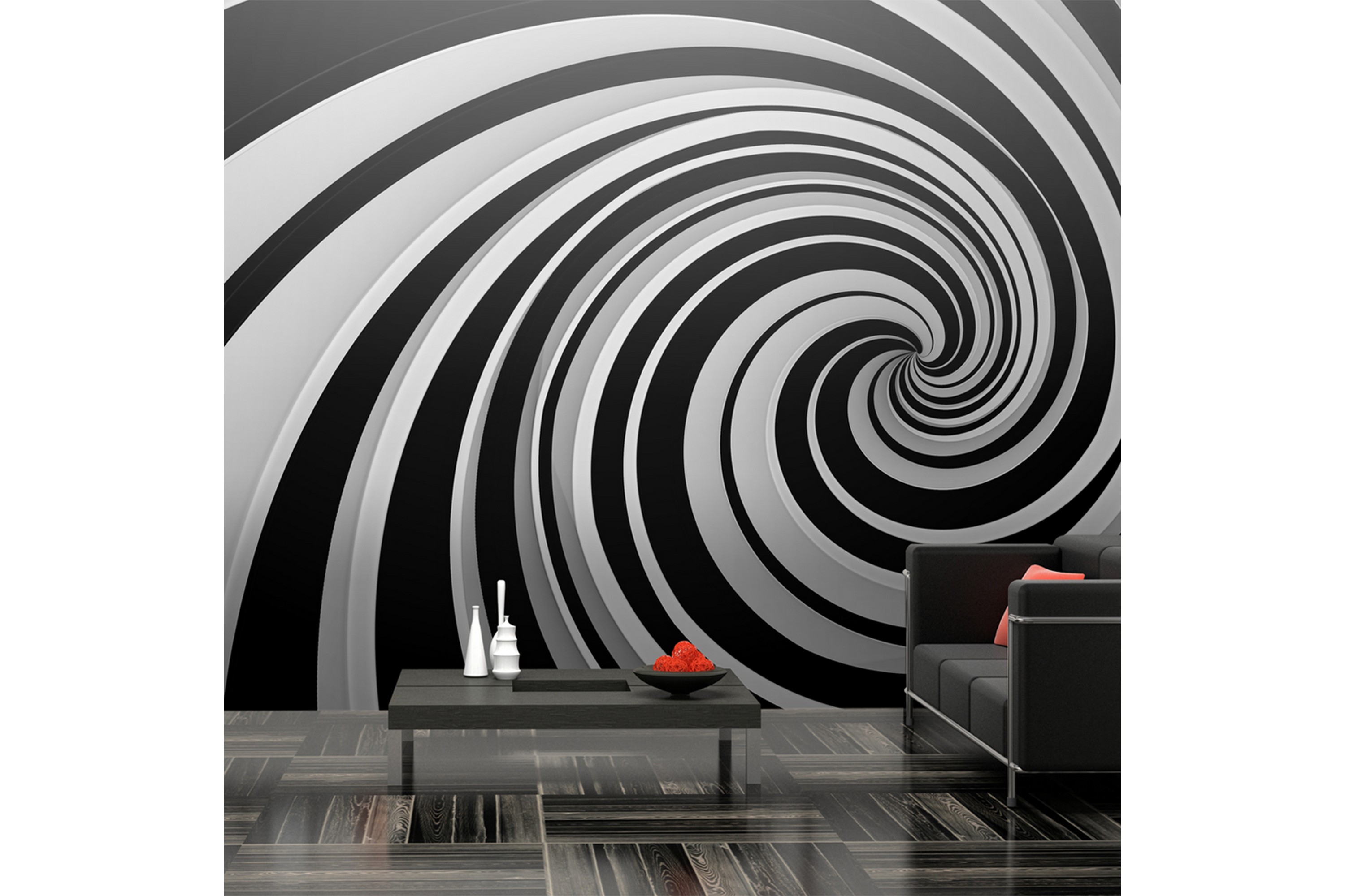 REA/Black Friday Fototapet XXL Black And White Swirl 550x270 - Artgeist sp. z o.