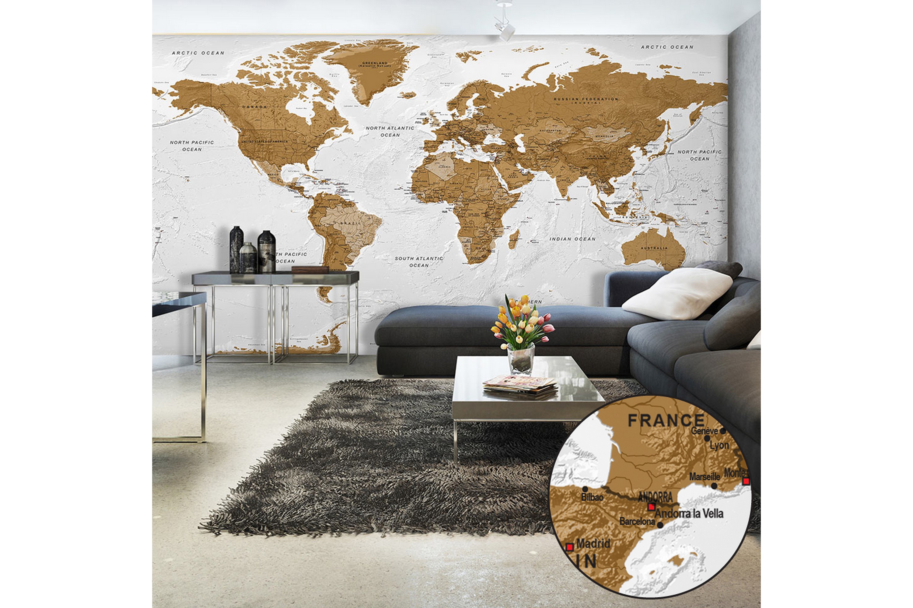 REA/Black Friday Fototapet XXL World Map White Oceans II 500x280 - Artgeist sp. z o.