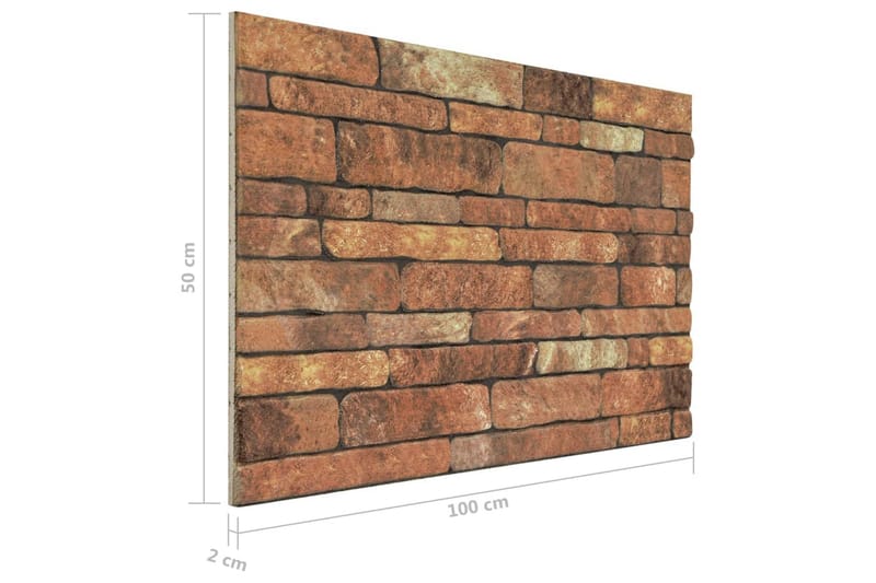 Väggpaneler 3D brunt tegel 10 st EPS - Brun - Väggpanel & panelskiva