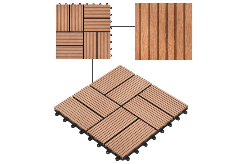 Trall 11 st WPC 30x30 cm 1 kvm brun - Brun - Hus & renovering - Bygg - Trä & virke - Trall & trallvirke - Trätrall & golvtrall