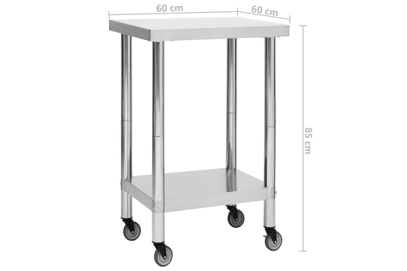 Arbetsbord med hjul 60x60x85 cm rostfritt stål - Garageinredning & garageförvaring - Arbetsbänk
