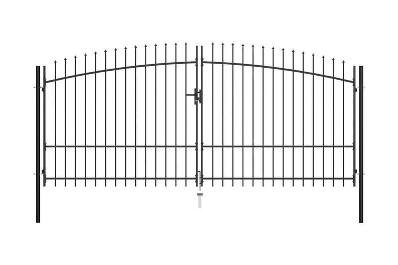 Dubbelgrind med spjut-toppar 400x225 cm - Svart - Trägrind - Grind utomhus