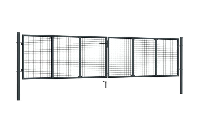 Nätgrind för trädgård galvaniserat stål 400x125 cm grå - Grå - Smidesgrind & järngrind - Grind utomhus