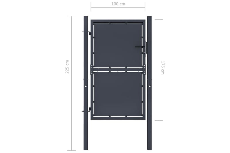 Trädgårdsgrind stål 100x175 cm antracit - Grå - Hus & renovering - Insynsskydd & inhägnad - Grind - Grind utomhus