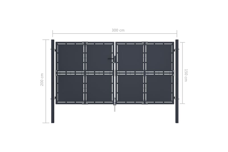 Trädgårdsgrind stål 300x150 cm antracit - Grå - Hus & renovering - Insynsskydd & inhägnad - Grind - Grind utomhus