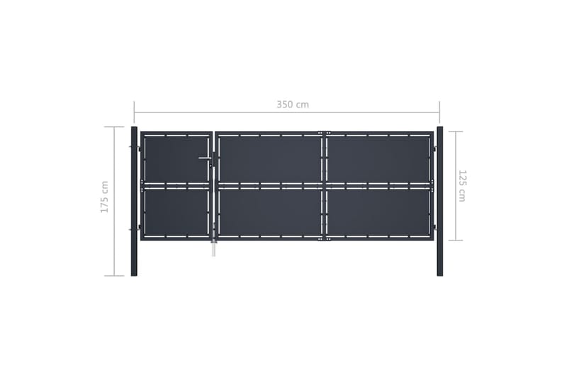 Trädgårdsgrind stål 350x125 cm antracit - Grå - Hus & renovering - Insynsskydd & inhägnad - Grind - Grind utomhus