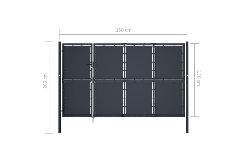 Trädgårdsgrind stål 350x150 cm antracit - Grå - Hus & renovering - Insynsskydd & inhägnad - Grind - Grind utomhus