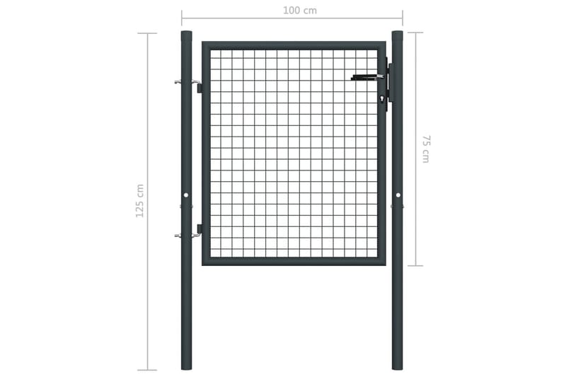 Nätgrind för trädgård galvaniserat stål 100x125 cm grå - Grå - Smidesgrind & järngrind - Grind utomhus