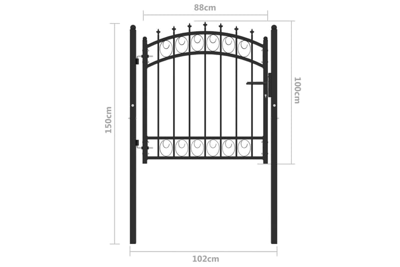 Trädgårdsgrind med spjut stål 100x100 cm svart - Svart - Hus & renovering - Insynsskydd & inhägnad - Grind - Smidesgrind & järngrind