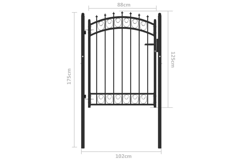 Trädgårdsgrind med spjut stål 100x125 cm svart - Svart - Hus & renovering - Insynsskydd & inhägnad - Grind - Smidesgrind & järngrind