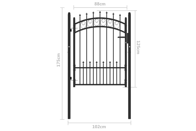 Trädgårdsgrind med spjut stål 100x125 cm svart - Svart - Hus & renovering - Insynsskydd & inhägnad - Grind - Smidesgrind & järngrind