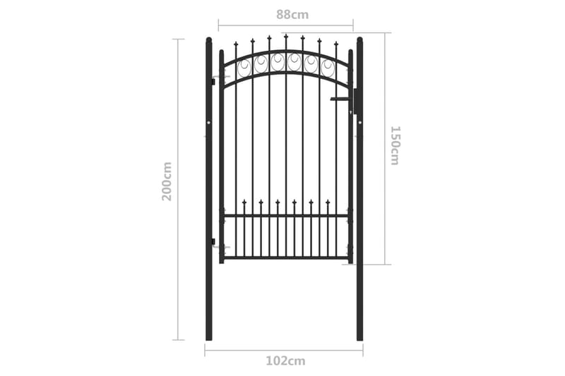 Trädgårdsgrind med spjut stål 100x150 cm svart - Svart - Hus & renovering - Insynsskydd & inhägnad - Grind - Smidesgrind & järngrind