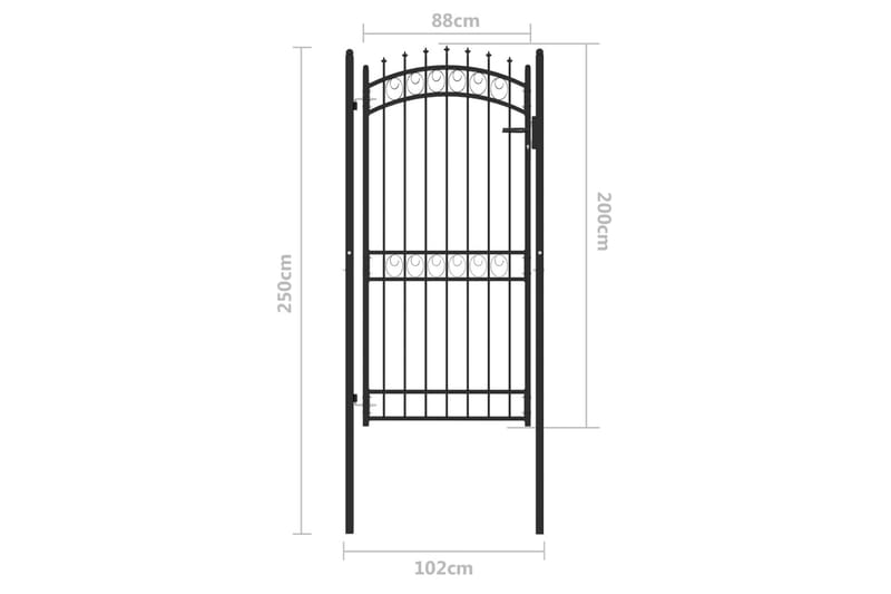 Trädgårdsgrind med spjut stål 100x200 cm svart - Svart - Hus & renovering - Insynsskydd & inhägnad - Grind - Smidesgrind & järngrind