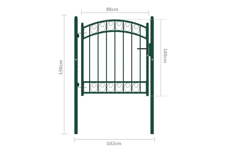 Trädgårdsgrind med välvd ovansida stål 100x100 cm grön - Grön - Hus & renovering - Insynsskydd & inhägnad - Grind - Grind utomhus