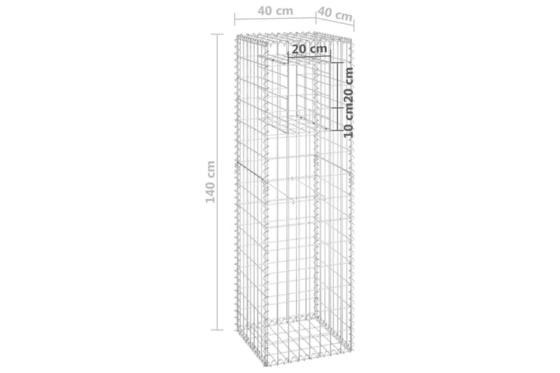 Gabionkorgar 2 st stolpformade 40x40x140 cm järn - Silver - Gabion