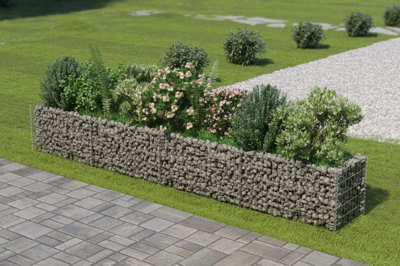 Planteringsgabion upphöjd galvaniserat stål 360x50x50 cm - Silver - Gabion