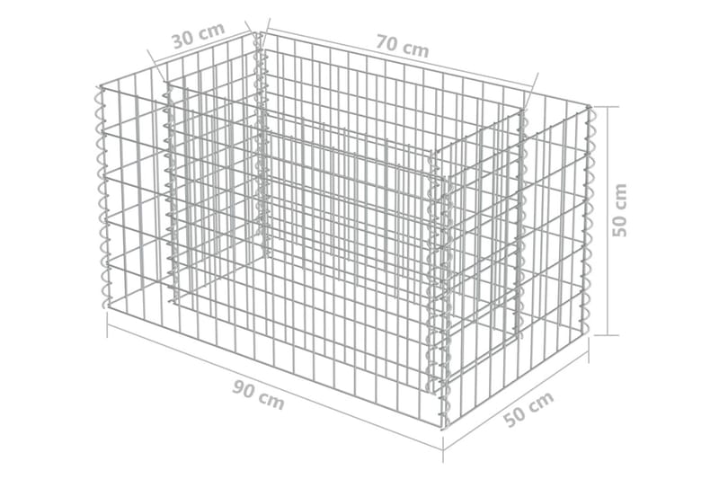 Planteringsgabion upphöjd galvaniserat stål 90x50x50 cm - Silver - Gabion