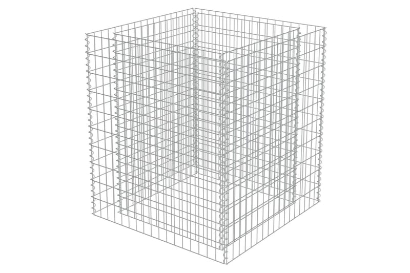 Planteringsgabion upphöjd galvaniserat stål 90x90x100 cm - Silver - Gabion