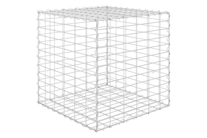 Planteringsgabion upphöjd stål 60x60x60 cm - Silver - Gabion