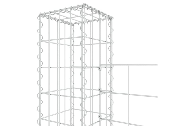 U-formad gabionkorg med 5 stolpar järn 500x20x200 cm - Silver - Gabion