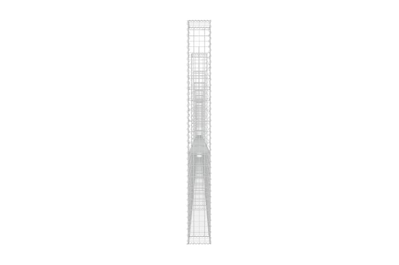 U-formad gabionkorg med 8 stolpar järn 860x20x200 cm - Silver - Gabion