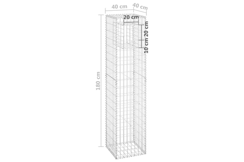 Gabionkorg stolpform 40x40x180 cm järn - Silver - Hus & renovering - Insynsskydd & inhägnad - Mur - Gabion