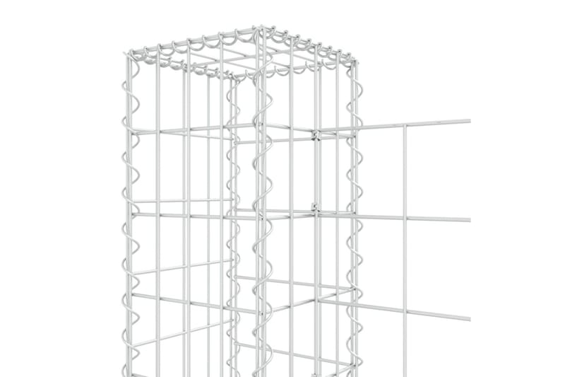 U-formad gabionkorg med 8 stolpar järn 860x20x100 cm - Silver - Gabion