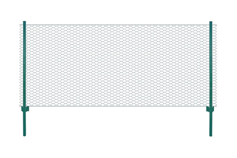 Nätstängsel med stolpar stål 25x0,5 m grön - Grön - Trädgårdsstängsel & panelstängsel