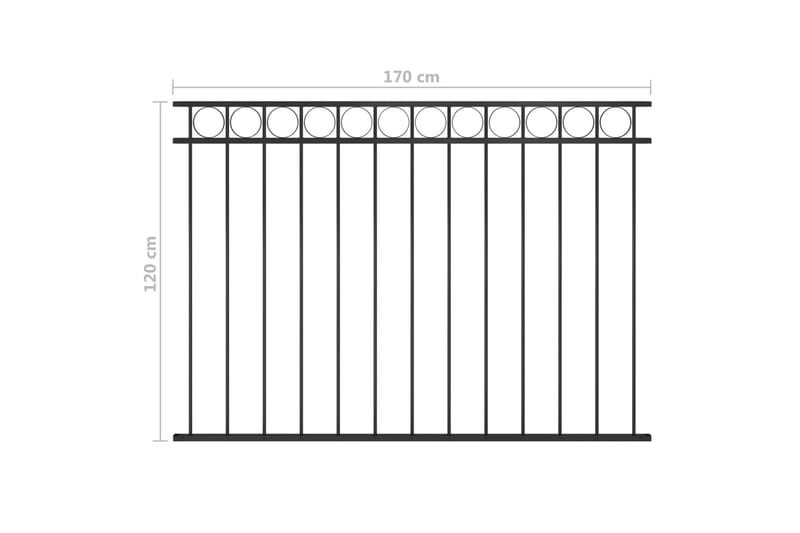 Staketpanel stål 1,7x1,2 m svart - Svart - Smidesstaket & järnstaket