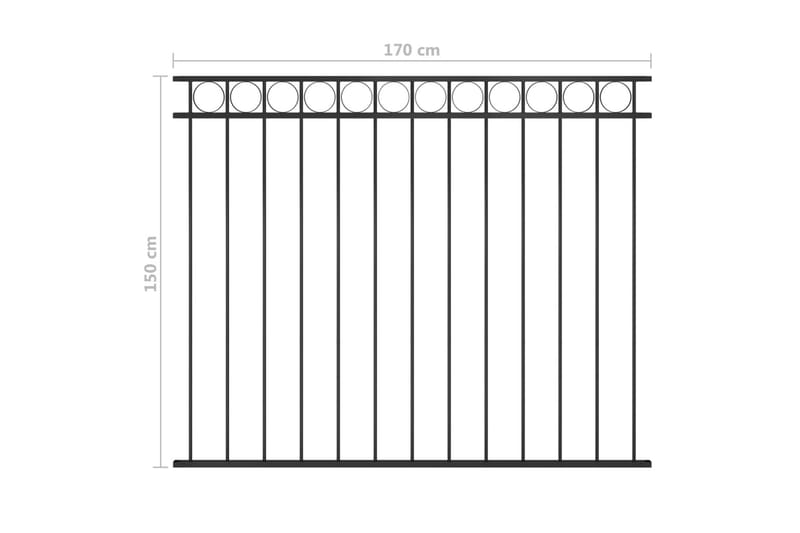 Staketpanel stål 1,7x1,5 m svart - Svart - Smidesstaket & järnstaket