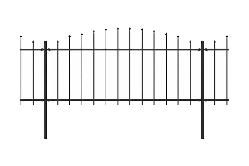 Trädgårdsstaket med spjuttopp stål (0,5-0,75)x10,2 m svart - Svart - Hus & renovering - Insynsskydd & inhägnad - Staket - Smidesstaket & järnstaket