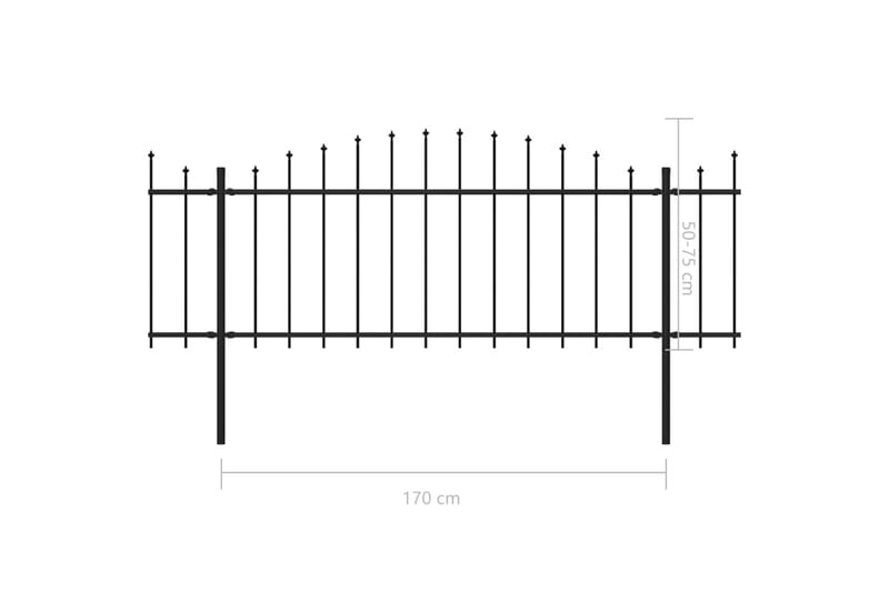 Trädgårdsstaket med spjuttopp stål (0,5-0,75)x17 m svart - Svart - Hus & renovering - Insynsskydd & inhägnad - Staket - Smidesstaket & järnstaket