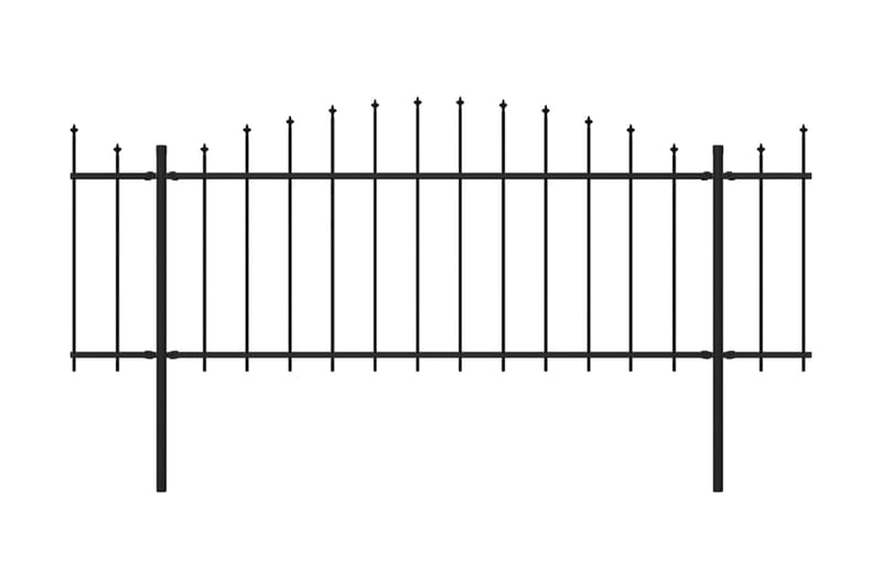 Trädgårdsstaket med spjuttopp stål (0,5-0,75)x5,1 m svart - Svart - Hus & renovering - Insynsskydd & inhägnad - Staket - Smidesstaket & järnstaket