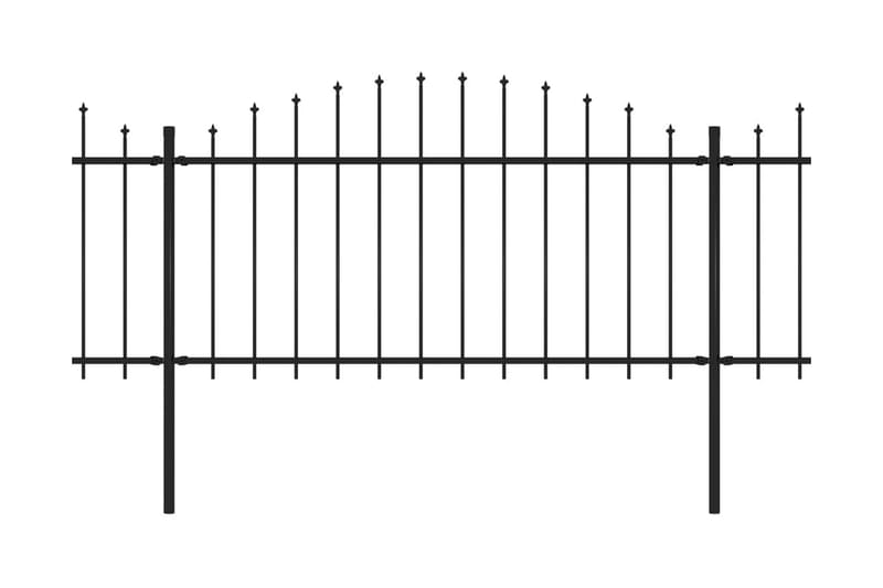 Trädgårdsstaket med spjuttopp stål (1,25-1,5)x10,2 m svart - Svart - Smidesstaket & järnstaket