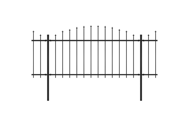Trädgårdsstaket med spjuttopp stål (1,25-1,5)x15,3 m svart - Svart - Smidesstaket & järnstaket