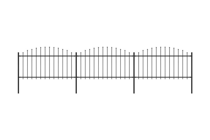 Trädgårdsstaket med spjuttopp stål (1,25-1,5)x5,1 m svart - Svart - Smidesstaket & järnstaket