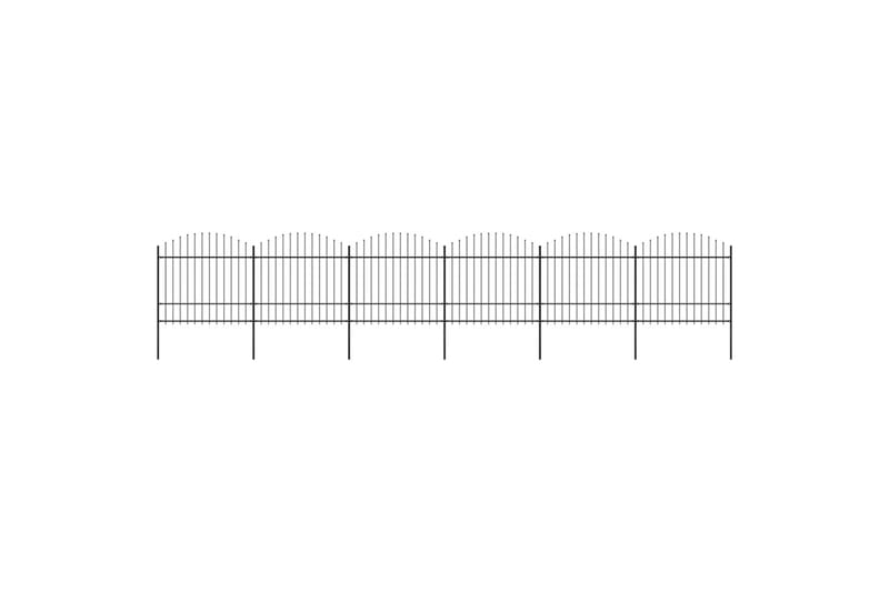 Trädgårdsstaket med spjuttopp stål (1,5-1,75)x10,2 m svart - Svart - Smidesstaket & järnstaket