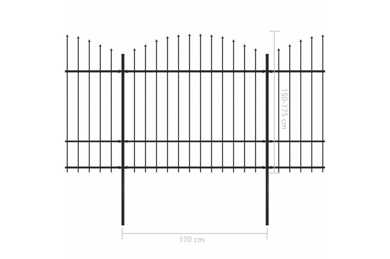 Trädgårdsstaket med spjuttopp stål (1,5-1,75)x11,9 m svart - Svart - Smidesstaket & järnstaket