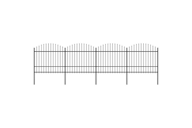 Trädgårdsstaket med spjuttopp stål (1,5-1,75)x6,8 m svart - Svart - Smidesstaket & järnstaket