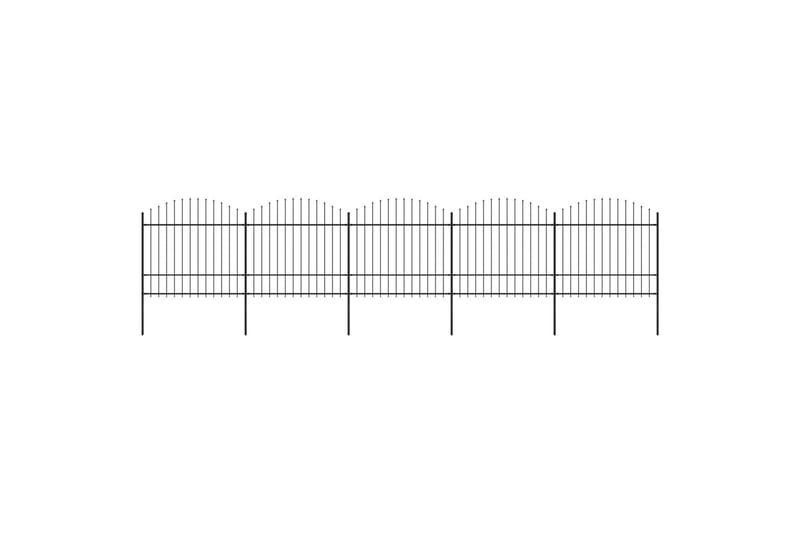 Trädgårdsstaket med spjuttopp stål (1,5-1,75)x8,5 m svart - Svart - Smidesstaket & järnstaket