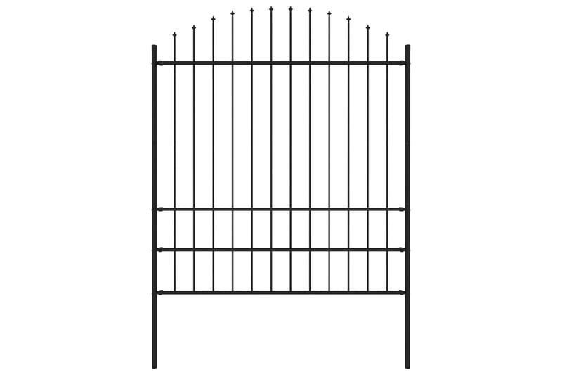 Trädgårdsstaket med spjuttopp stål (1,75-2)x1,7 m svart - Svart - Smidesstaket & järnstaket